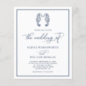 バジェットシーホースビーチ結婚式ネイビーブルー招待状 チラシ (正面)