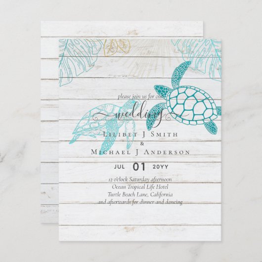 バジェットシー結婚カメのモダンラインアート (正面/裏面)