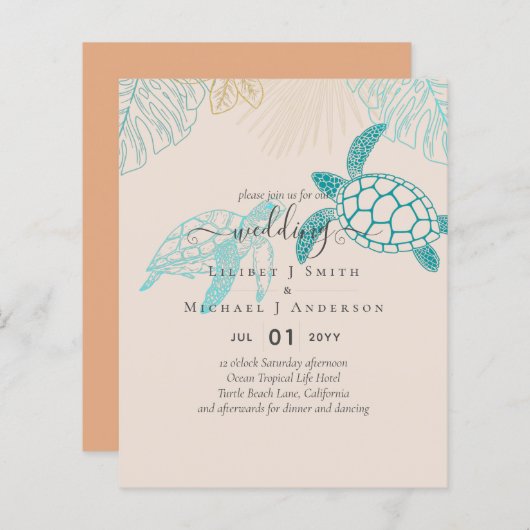 バジェットシー結婚カメのモダンラインアート (正面/裏面)