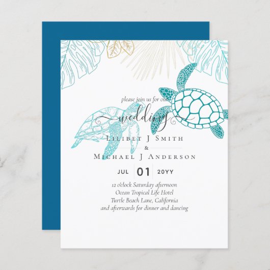 バジェットシー結婚カメのモダンラインアート (正面/裏面)