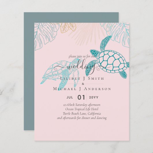 バジェットシー結婚カメのモダンラインアート (正面/裏面)