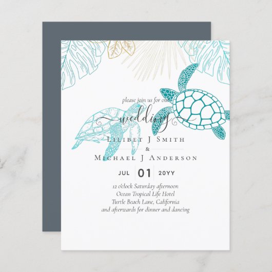 バジェットシー結婚カメのモダンラインアート (正面/裏面)