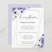 バジェットジオメトリックパープルウェディングレセプション招待状 (正面/裏面)