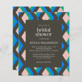 バジェットジオメトリックブラウンブルーブライダルシャワー招待状 (正面/裏面)