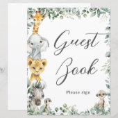 バジェットジャングルアニマルズベビーゲストブックサイン (正面/裏面)