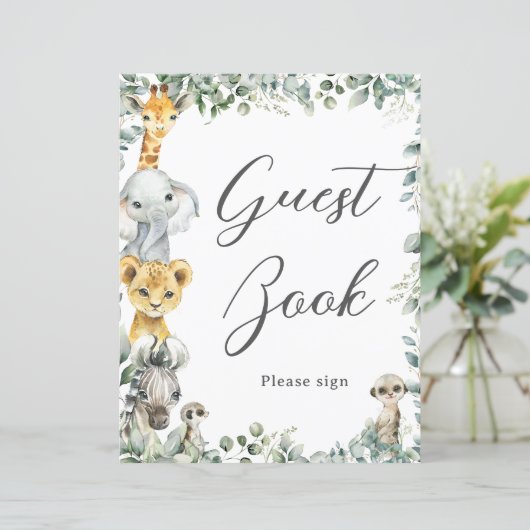 バジェットジャングルアニマルズベビーゲストブックサイン (スタンド正面)