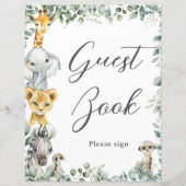 バジェットジャングルアニマルズベビーゲストブックサイン (正面)