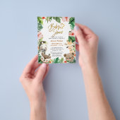 バジェットジャングルサファリトロピカルグリーンリーベビーシャワー チラシ (手)