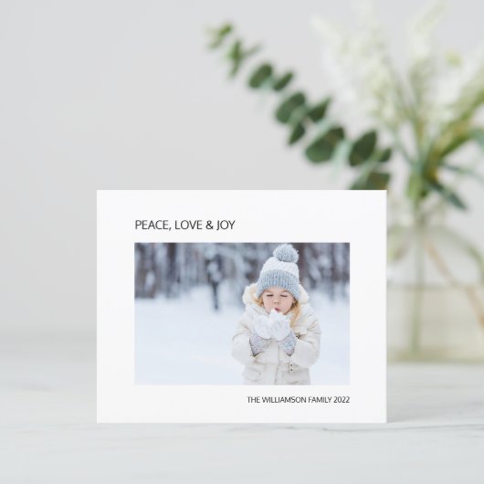 バジェットジョイピースラブフォトクリスマスホリデーカード (スタンド正面)