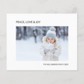 バジェットジョイピースラブフォトクリスマスホリデーカード (正面)