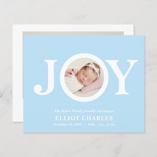 バジェットジョイブルーシック写真ベビー初めてのクリスマス (正面/裏面)