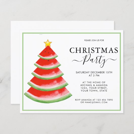 バジェットスイカクリスマスパーティの招待状 (正面/裏面)