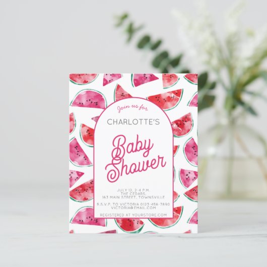 バジェットスイカ赤ちゃんシャワー招待状 (スタンド正面)