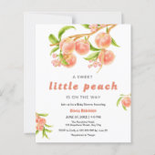 バジェットスイートリトルピーチフルーツベビーシャワー招待状 (正面)