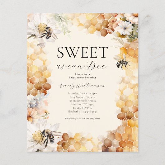 バジェットスウィートエイトビーベイビーシャワー招待状 (正面)