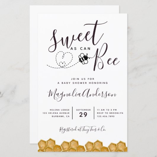 バジェットスウィートエイトビーベイビーシャワー招待状 (正面/裏面)