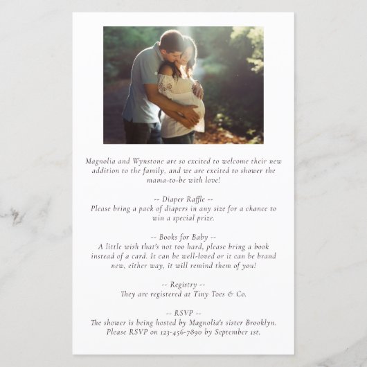 バジェットスウィートエイトビーベイビーシャワー招待状 (裏面)