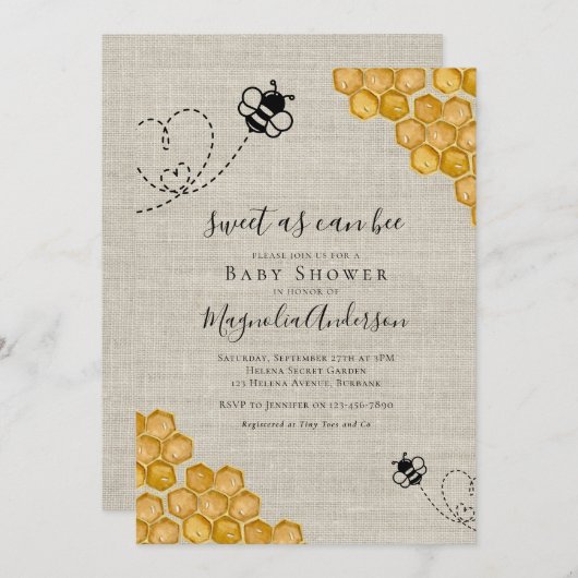 バジェットスウィートエイトビーベイビーシャワー招待状 招待状 (正面/裏面)