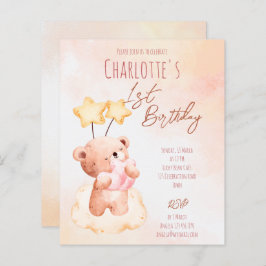 バジェットスウィートテディベア誕生日パーティーテンプレート