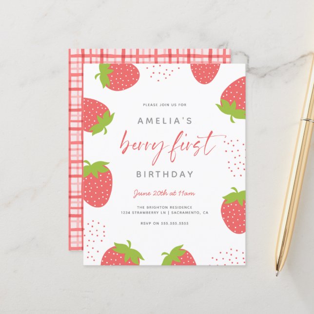 バジェットスウィートベリー最初の女の子1st誕生日の写真 (正面/裏面インサイチュ)