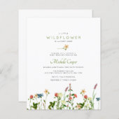 バジェットスウィートワイルドフラワーベビーシャワー招待状 (正面/裏面)