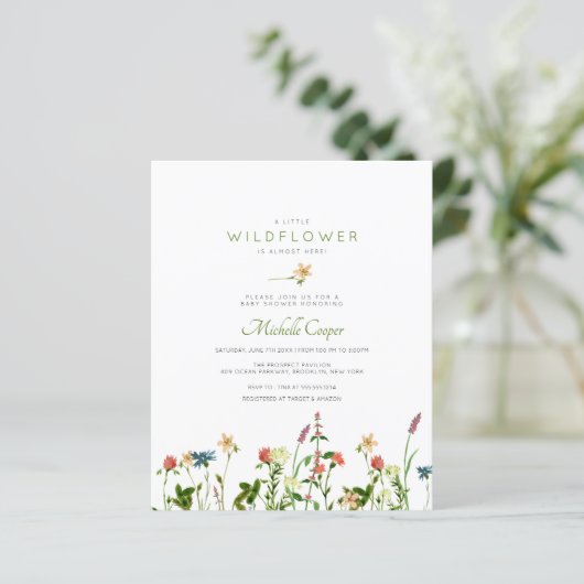 バジェットスウィートワイルドフラワーベビーシャワー招待状 (スタンド正面)