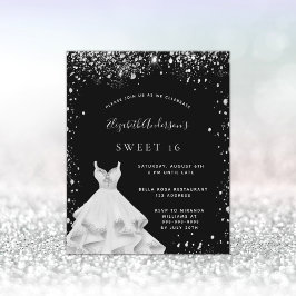 バジェットスウィート16ブラックシルバーグリッターダストドレス