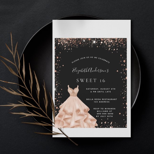 バジェットスウィート16ブラックバラ金ゴールドグリッタードレス (クリエイターアップロード済み)