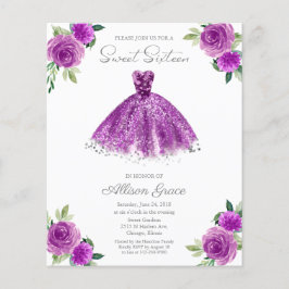バジェットスウィート16招待状シルバーパープルガウン
