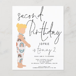バジェットスクリプトガールブロンド2nd誕生日招待状