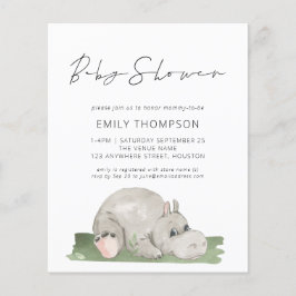 バジェットスクリプトキュートヒッポベビーシャワー招待状