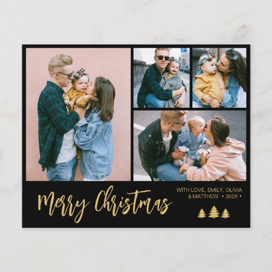 バジェットスクリプトコラージパインクリスマスホリデーフライヤー チラシ (正面)