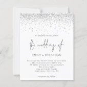 バジェットスクリプトシルバーグリッター結婚式招待状 (正面)