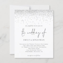 バジェットスクリプトシルバーグリッター結婚式招待状