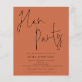 バジェットスクリプトテラコッタヘンパーティの招待状 (正面)