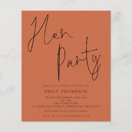 バジェットスクリプトテラコッタヘンパーティの招待状