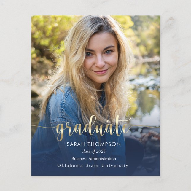 バジェットスクリプトネイビーブルーフォトコラージュ卒業 (正面)