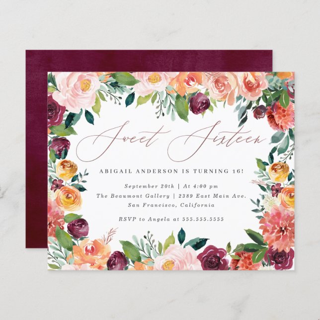 バジェットスクリプトバラ金ゴールドスウィート16誕生日パーティー (正面/裏面)
