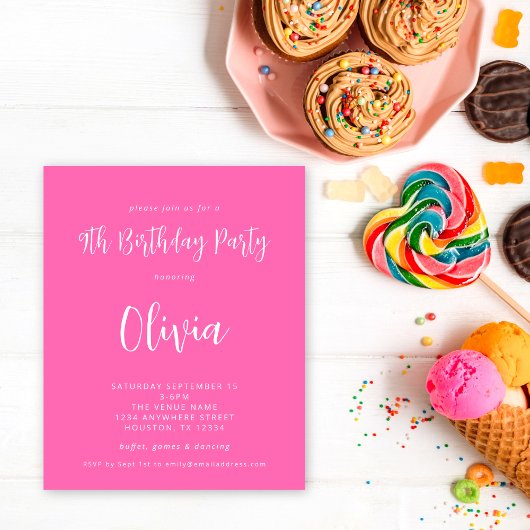 バジェットスクリプトホットピンク9th誕生日パーティー