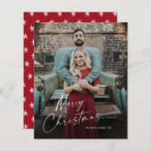 バジェットスクリプトメリークリスマスフォトホリデーカード (正面/裏面)