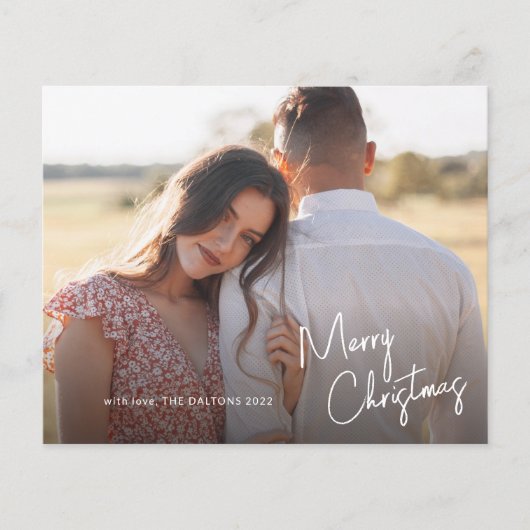 バジェットスクリプトメリークリスマスフォトホリデーカード (正面)