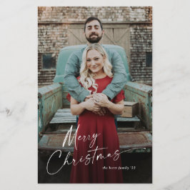 バジェットスクリプトメリークリスマスフォトホリデーカード チラシ