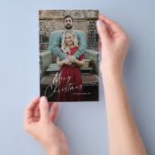 バジェットスクリプトメリークリスマスフォトホリデーカード チラシ (ハンドル)