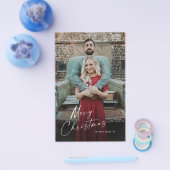 バジェットスクリプトメリークリスマスフォトホリデーカード チラシ (シングル)