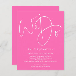 バジェットスクリプト我々はホットピンク結婚式招待状