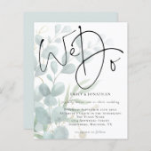 バジェットスクリプト我々ユーカリ結婚式招待状 (正面/裏面)