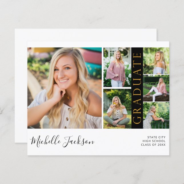 バジェットスクールスピリット6写真卒業ブラックG An (正面/裏面)