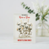 バジェットスケルトンをテーマにした大人のハロウィーン招待状 ポストカード (スタンド正面)