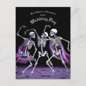 バジェットスケルトンパープルゴシック結婚式招待状 ポストカード (正面)