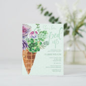 バジェットスコップドアップグリーンブライダルシャワー招待状 (スタンド正面)